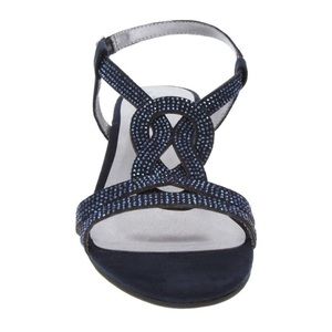 London Fog Women’s Sandals sz 9.5 Navy Demi Wedge NEW #97-G